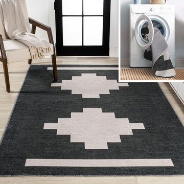Adriel Geometric Tribal Medallion Machine-washable Area Rug